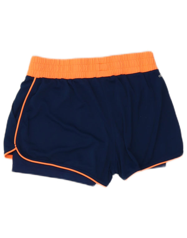 Adidas Womens Climalite Sport Shorts UK 8/10 Small Navy Blue Colourblock