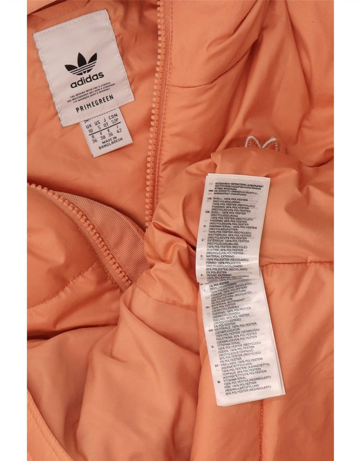 Adidas Womens Hooded Padded Jacket UK 10 Small Pink Polyester
