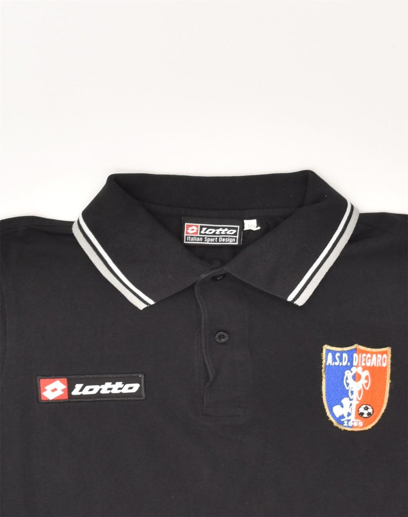 LOTTO Mens Polo Shirt Medium Black Cotton | Vintage Lotto | Thrift | Second-Hand Lotto | Used Clothing | Messina Hembry 