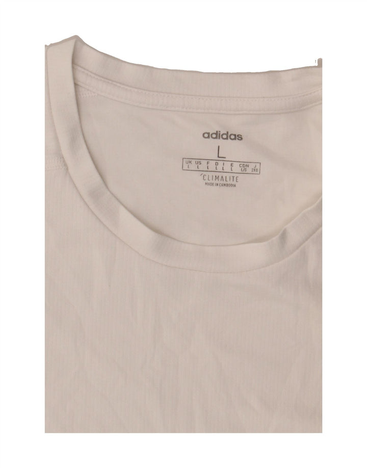 ADIDAS Mens Climalite T-Shirt Top Large White Polyester Vintage Adidas and Second-Hand Adidas from Messina Hembry 