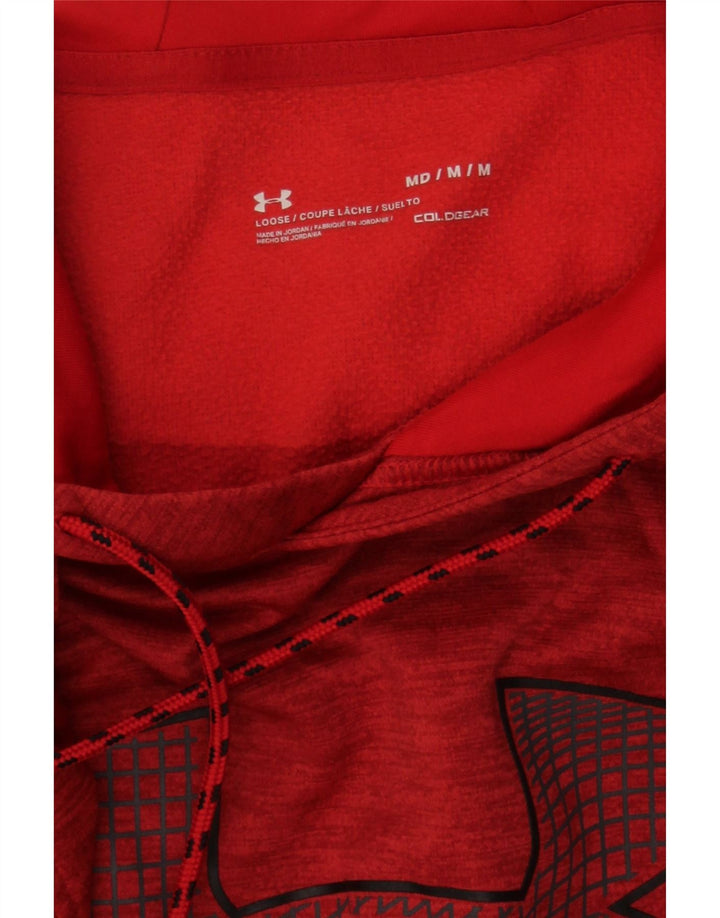 UNDER ARMOUR Mens Cold Gear Graphic Hoodie Jumper Medium Red Polyester Vintage Under Armour and Second-Hand Under Armour from Messina Hembry 