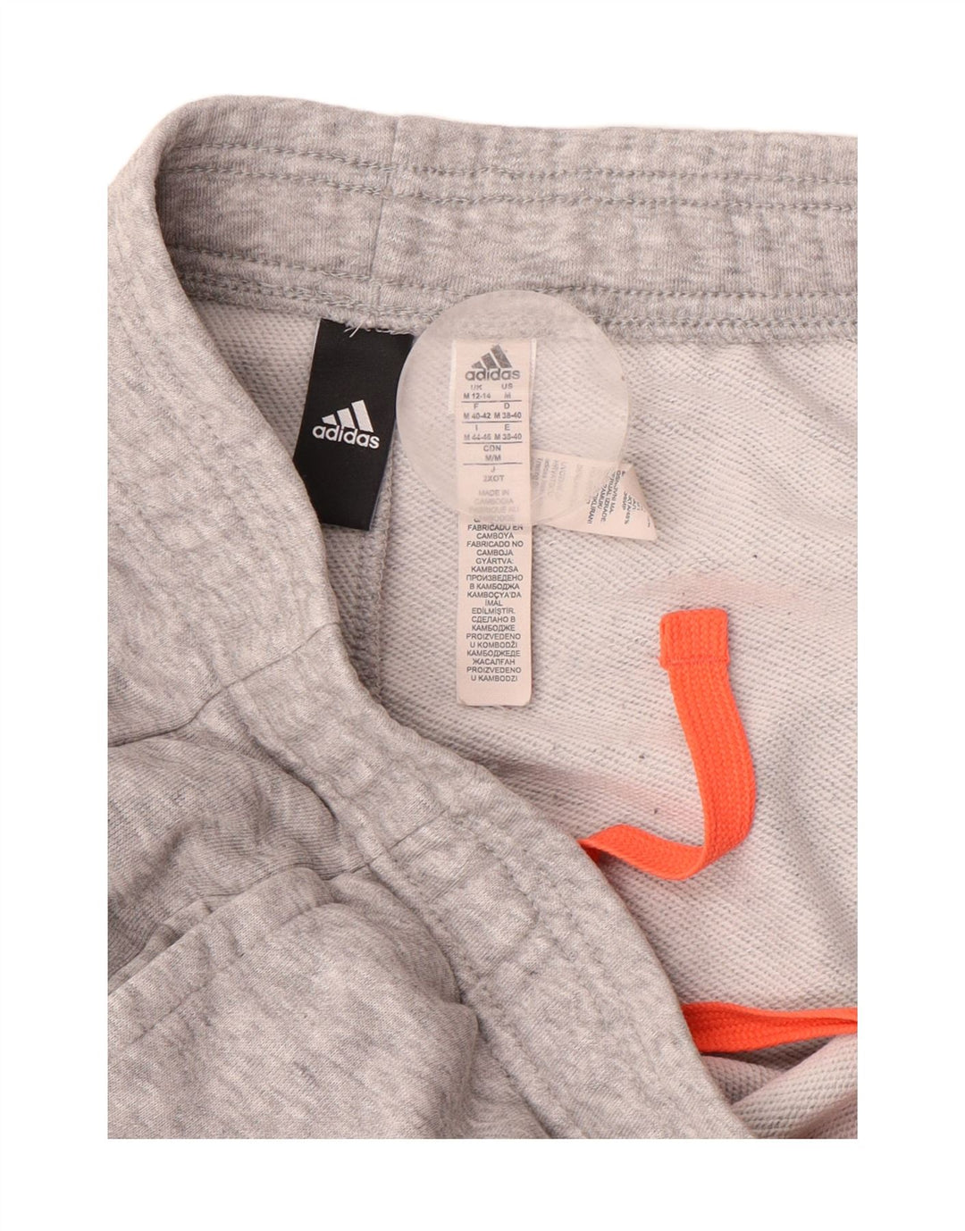 ADIDAS Mens Tracksuit Trousers Joggers UK 12/14 Medium  Grey Cotton