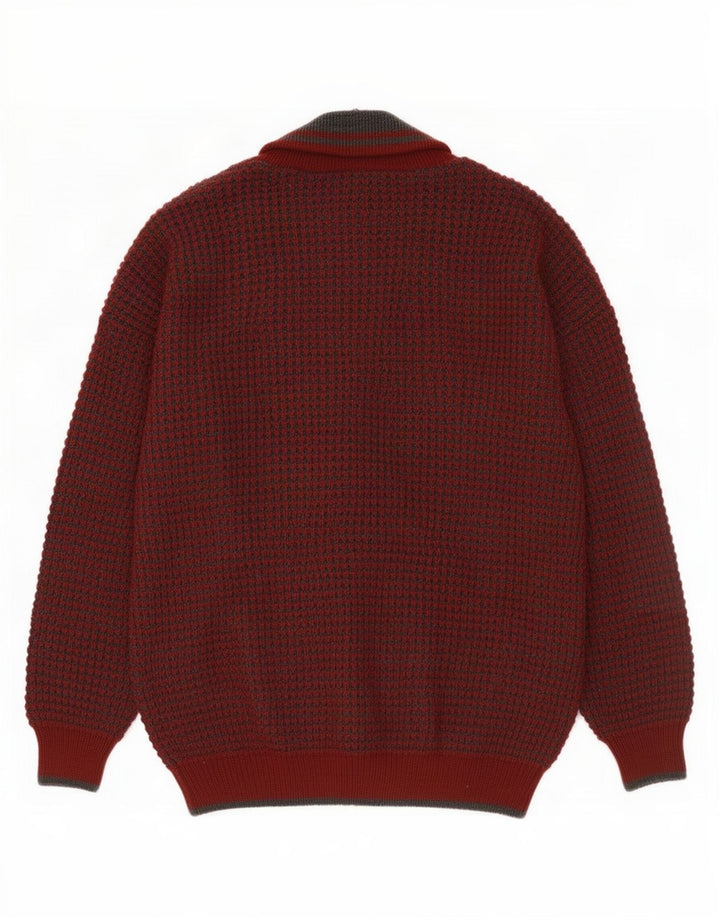 Vintage Mens Cardigan Sweater IT 48/50 Medium Burgundy Wool