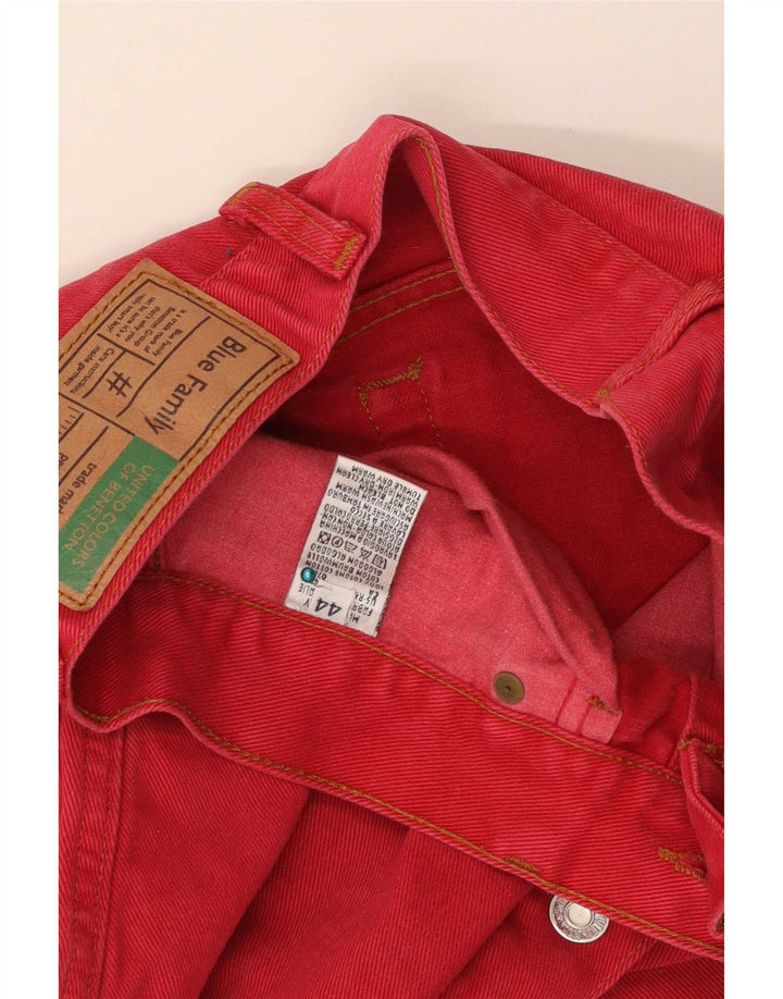 Benetton Womens Mini Denim Skirt IT 44 Medium W26 Red Cotton