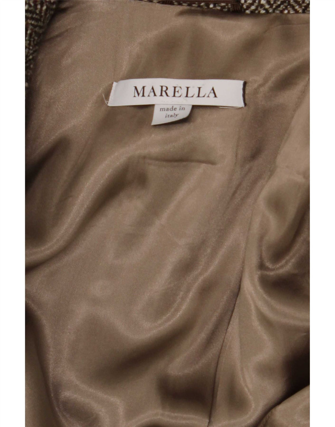 Marella Womens Double Breasted Coat UK 12 Medium Brown Herringbone Wool