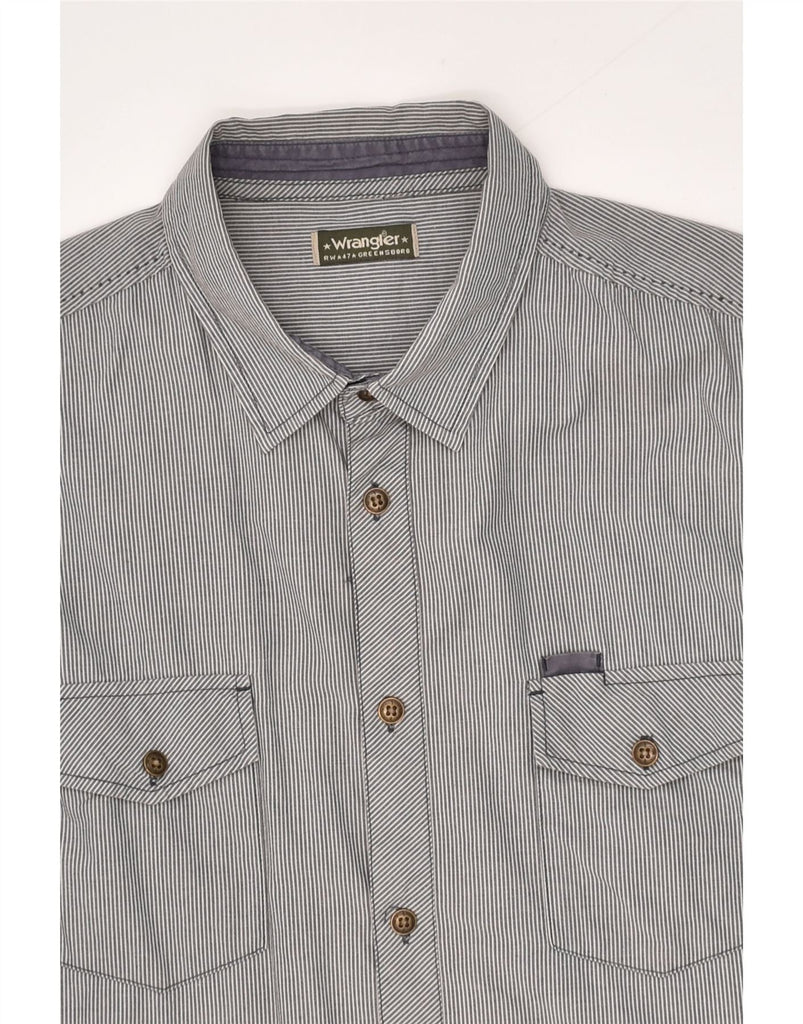 WRANGLER Mens Shirt Large Grey Pinstripe Cotton | Vintage Wrangler | Thrift | Second-Hand Wrangler | Used Clothing | Messina Hembry 