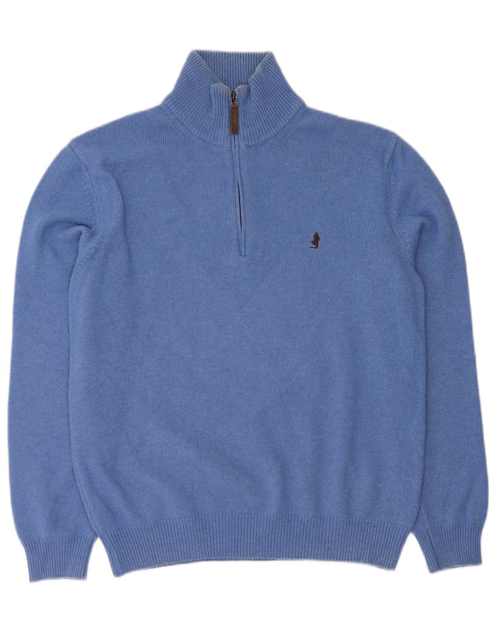 Marlboro Classics Mens Zip Neck Jumper Sweater Medium Blue Wool