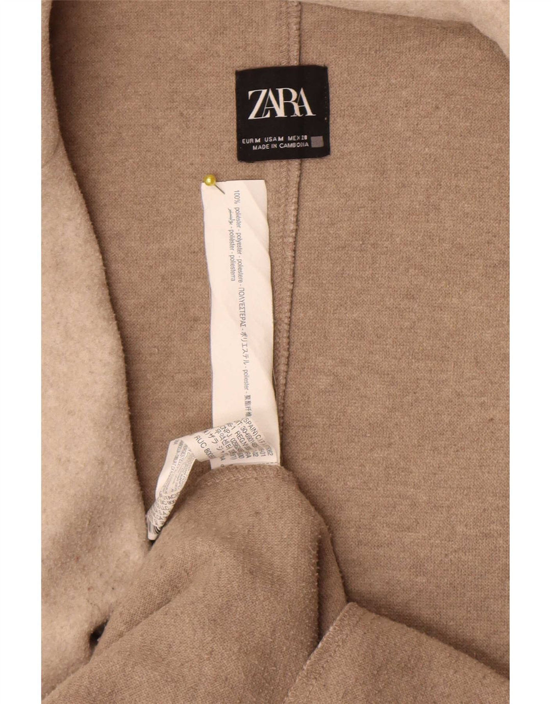 Zara Womens Overcoat UK 12 Medium Beige Polyester