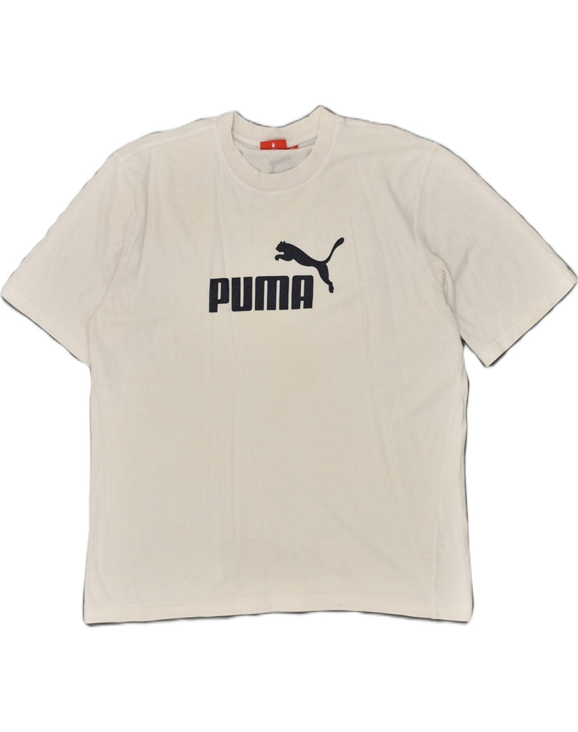 PUMA Mens Graphic T-Shirt Top Large White Cotton | Vintage Puma | Thrift | Second-Hand Puma | Used Clothing | Messina Hembry 