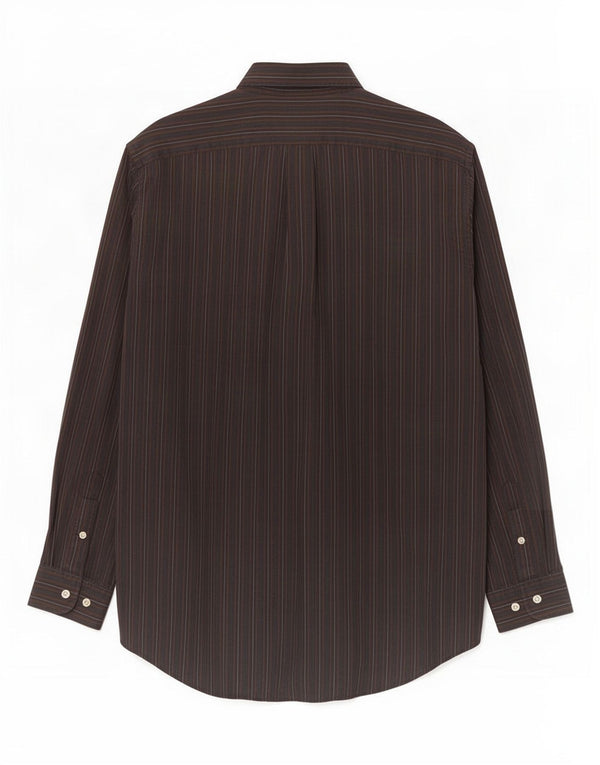 Marlboro Classics Mens Shirt Large Brown Striped Cotton