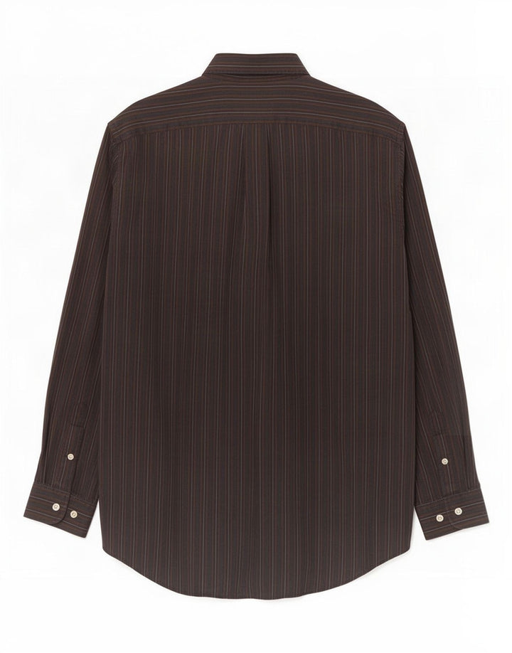 Marlboro Classics Mens Shirt Large Brown Striped Cotton