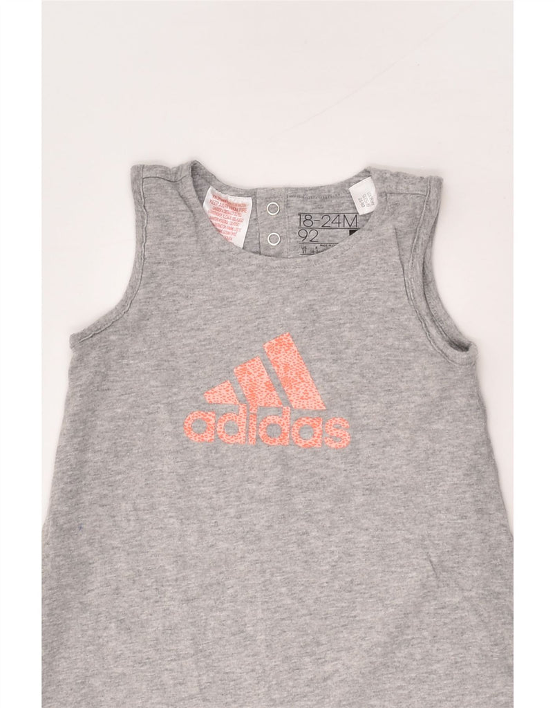 ADIDAS Baby Girls Sleeveless Graphic T-Shirt Dress 18-24 Months Grey | Vintage Adidas | Thrift | Second-Hand Adidas | Used Clothing | Messina Hembry 