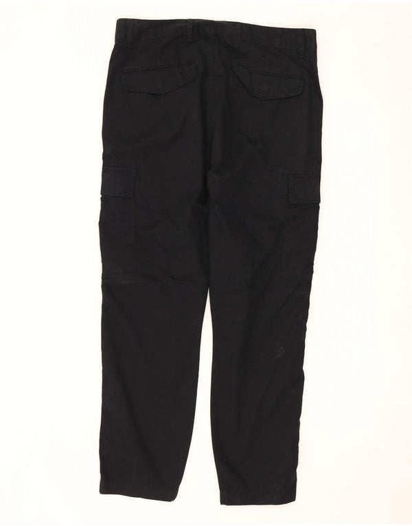 MARKS & SPENCER Mens Straight Cargo Trousers W34 L29 Black Cotton