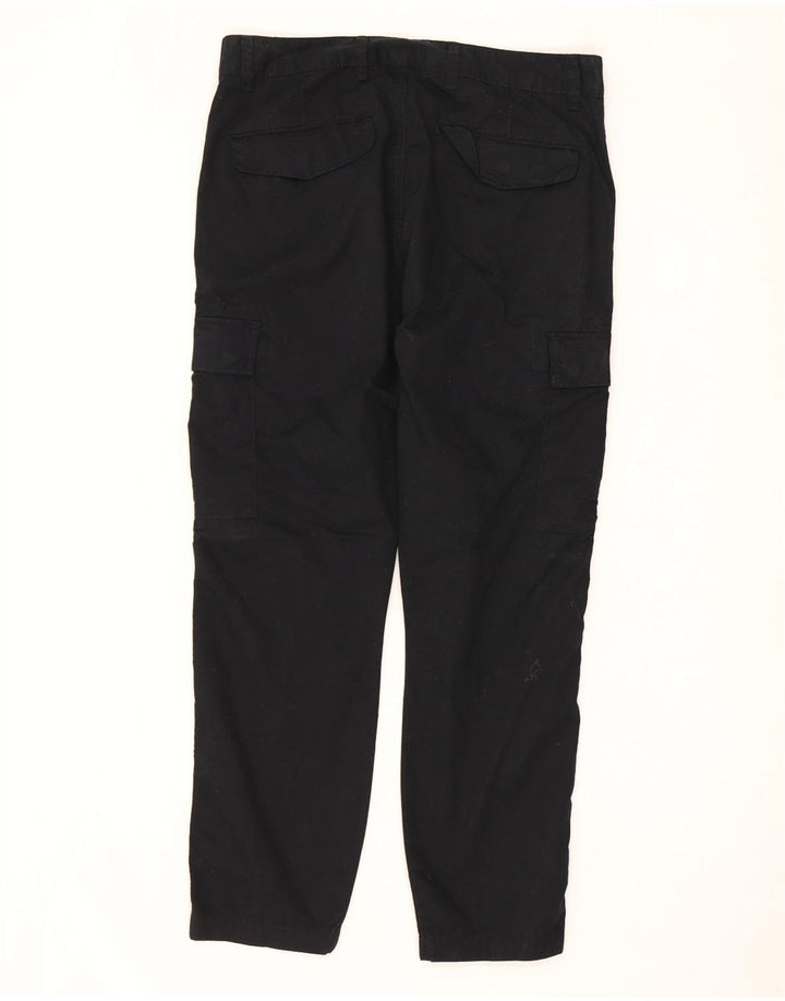 MARKS & SPENCER Mens Straight Cargo Trousers W34 L29 Black Cotton