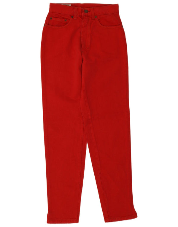 Casucci Womens High Waist Casual Trousers IT 42 Medium W24 L29 Red Cotton
