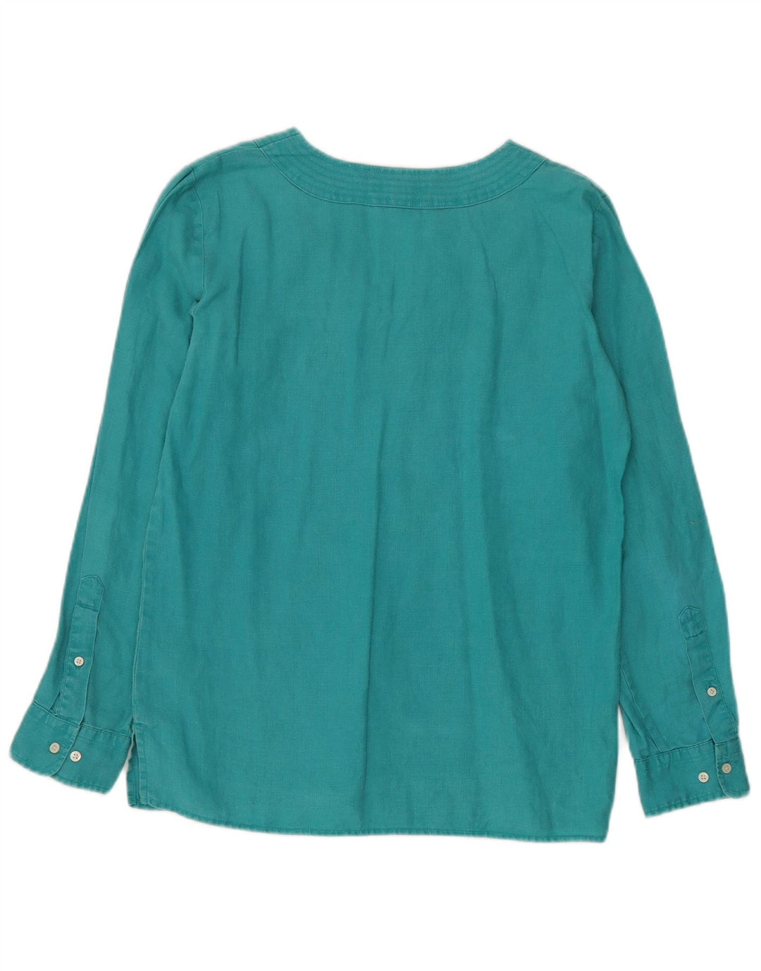 RALPH LAUREN Womens Long Sleeve Blouse Top UK 14 Medium Turquoise Linen