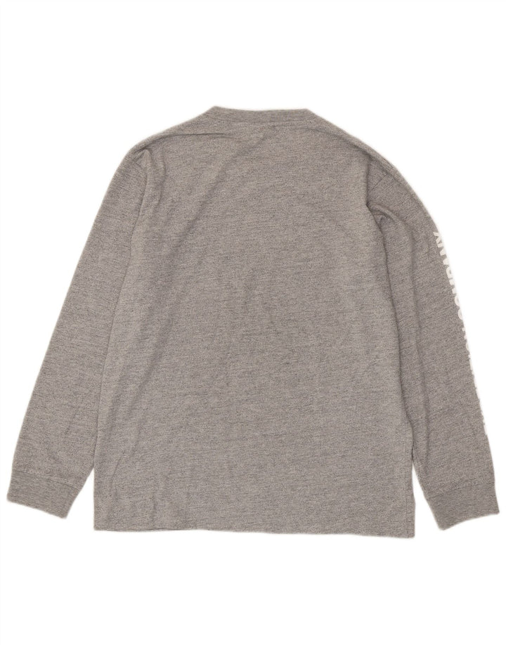 SUPERDRY Mens Graphic Top Long Sleeve Medium Grey Flecked Cotton