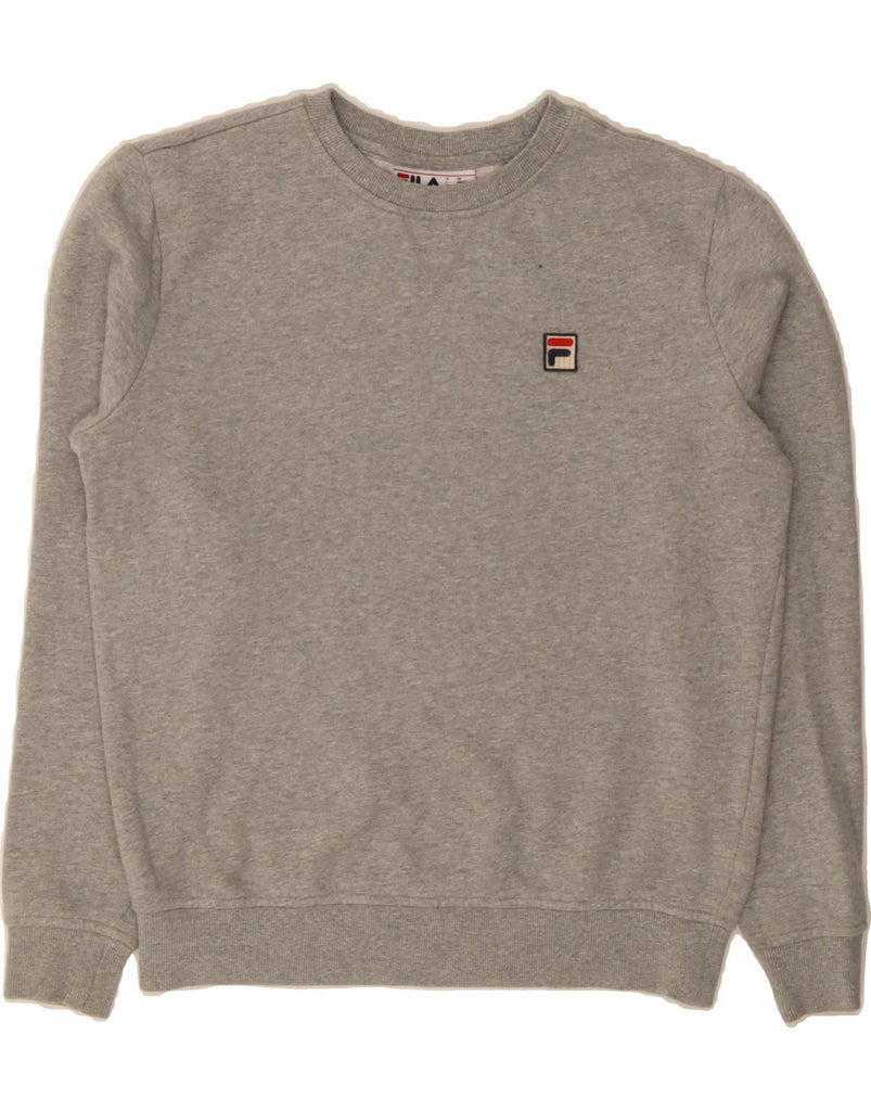 FILA Womens Oversized Sweatshirt Jumper UK 10 Small Grey Cotton Vintage Fila and Second-Hand Fila from Messina Hembry 