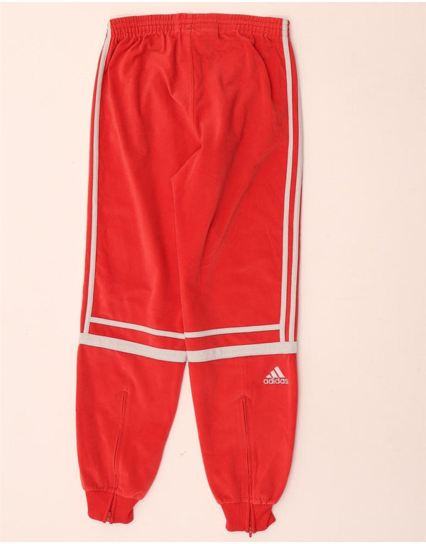 Adidas Girls Velvet Tracksuit Trousers Joggers 13-14 Years Red Polyester