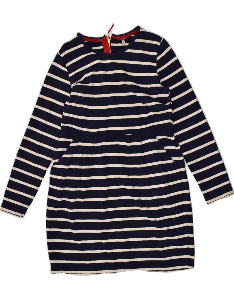 JOULES Womens Longline T-Shirt Dress UK 16 Large  Navy Blue Striped Cotton | Vintage Joules | Thrift | Second-Hand Joules | Used Clothing | Messina Hembry 