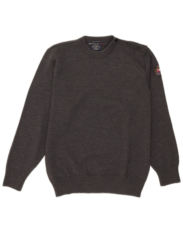 Amerigo Vespucci Mens Button Neck Jumper Sweater Medium Grey Wool