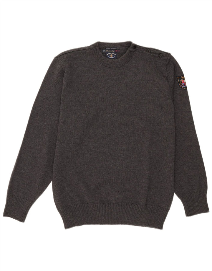 Amerigo Vespucci Mens Button Neck Jumper Sweater Medium Grey Wool