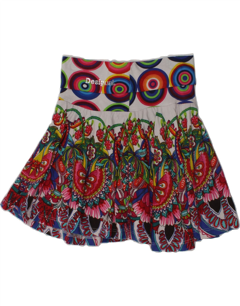 DESIGUAL Girls A-Line Skirt 7-8 Years W22  Multicoloured Floral Cotton | Vintage Desigual | Thrift | Second-Hand Desigual | Used Clothing | Messina Hembry 