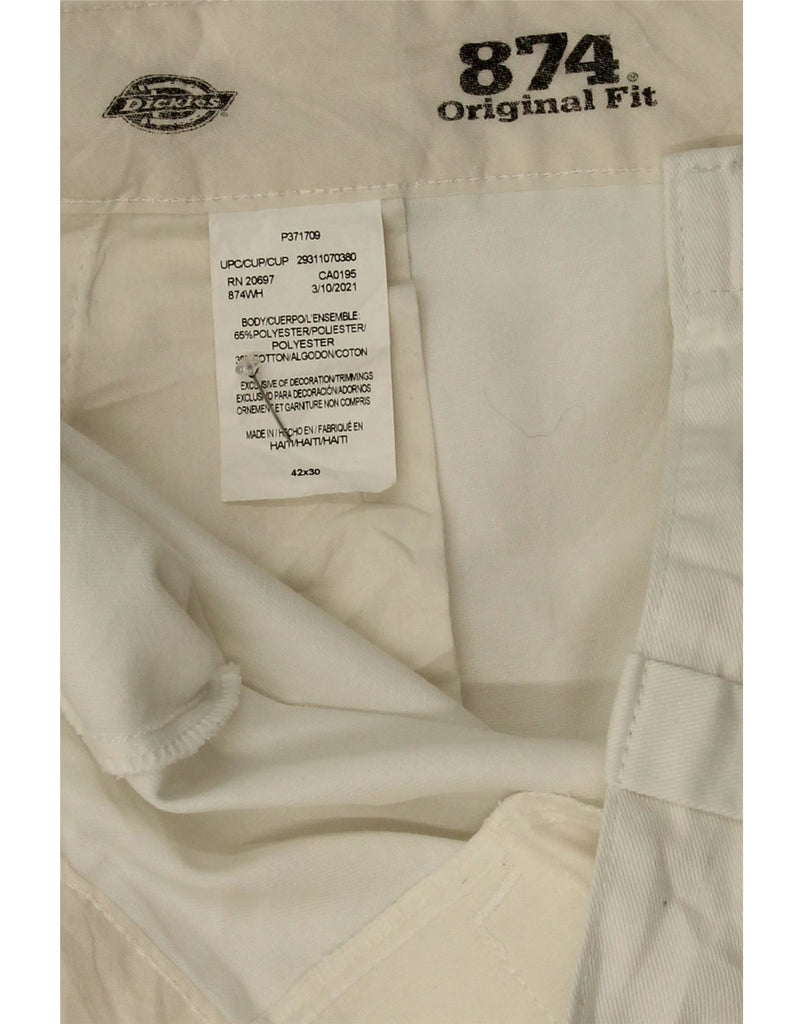 DICKIES Mens Original Fit Straight Chino Trousers W42 L30 White Polyester Vintage Dickies and Second-Hand Dickies from Messina Hembry 