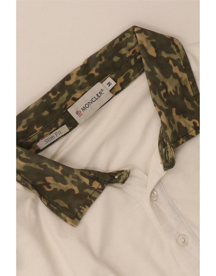 Moncler Mens Slim Fit Polo Shirt Medium White Camouflage