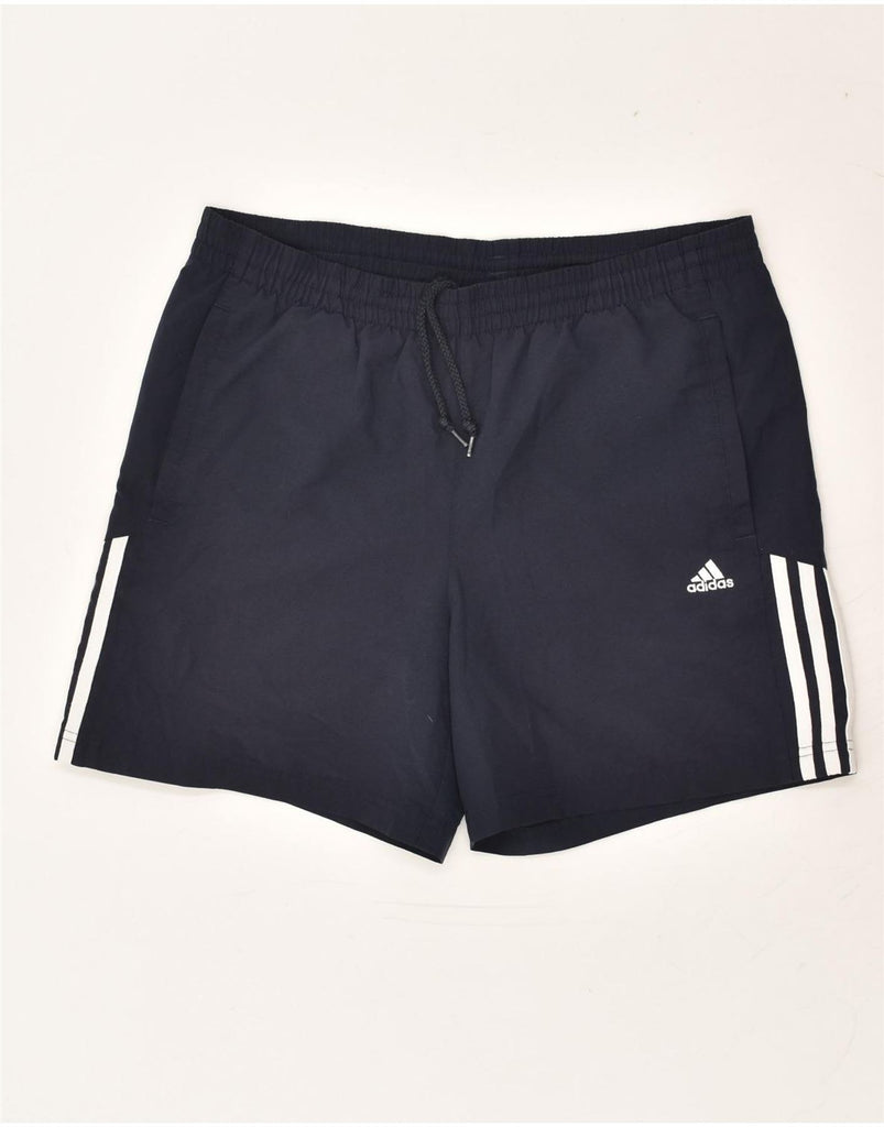 ADIDAS Mens Sport Shorts Small Navy Blue Polyester | Vintage Adidas | Thrift | Second-Hand Adidas | Used Clothing | Messina Hembry 