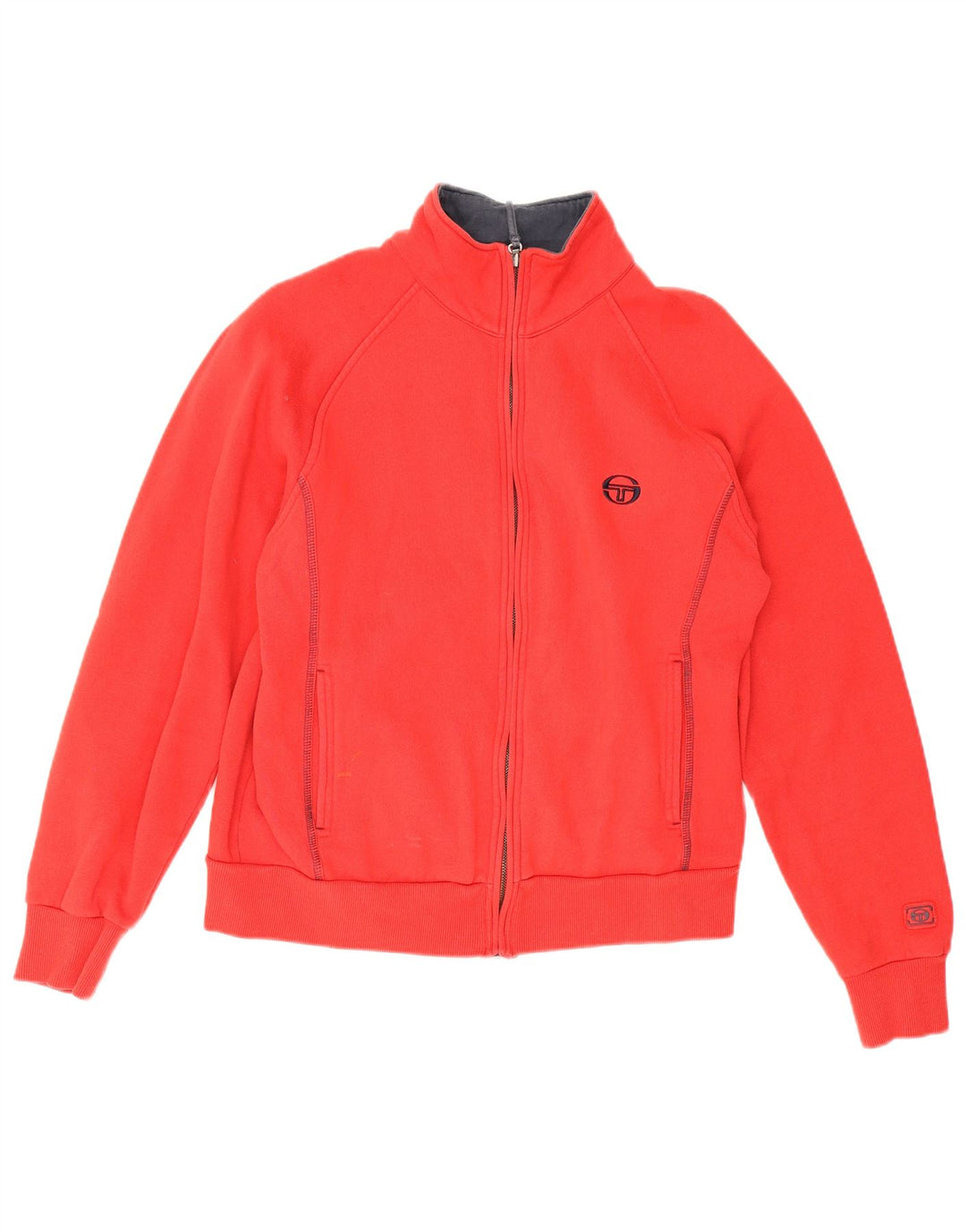 Sergio Tacchini Womens Tracksuit Top Jacket UK 14 Medium Red Cotton