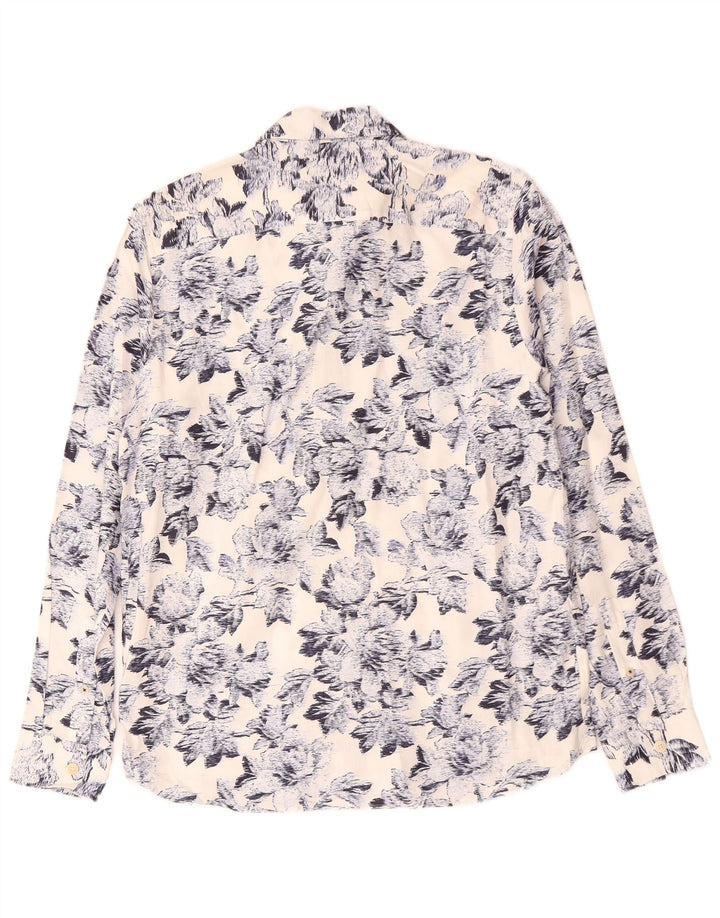 TED BAKER Mens Shirt Size 2 Small White Floral Cotton