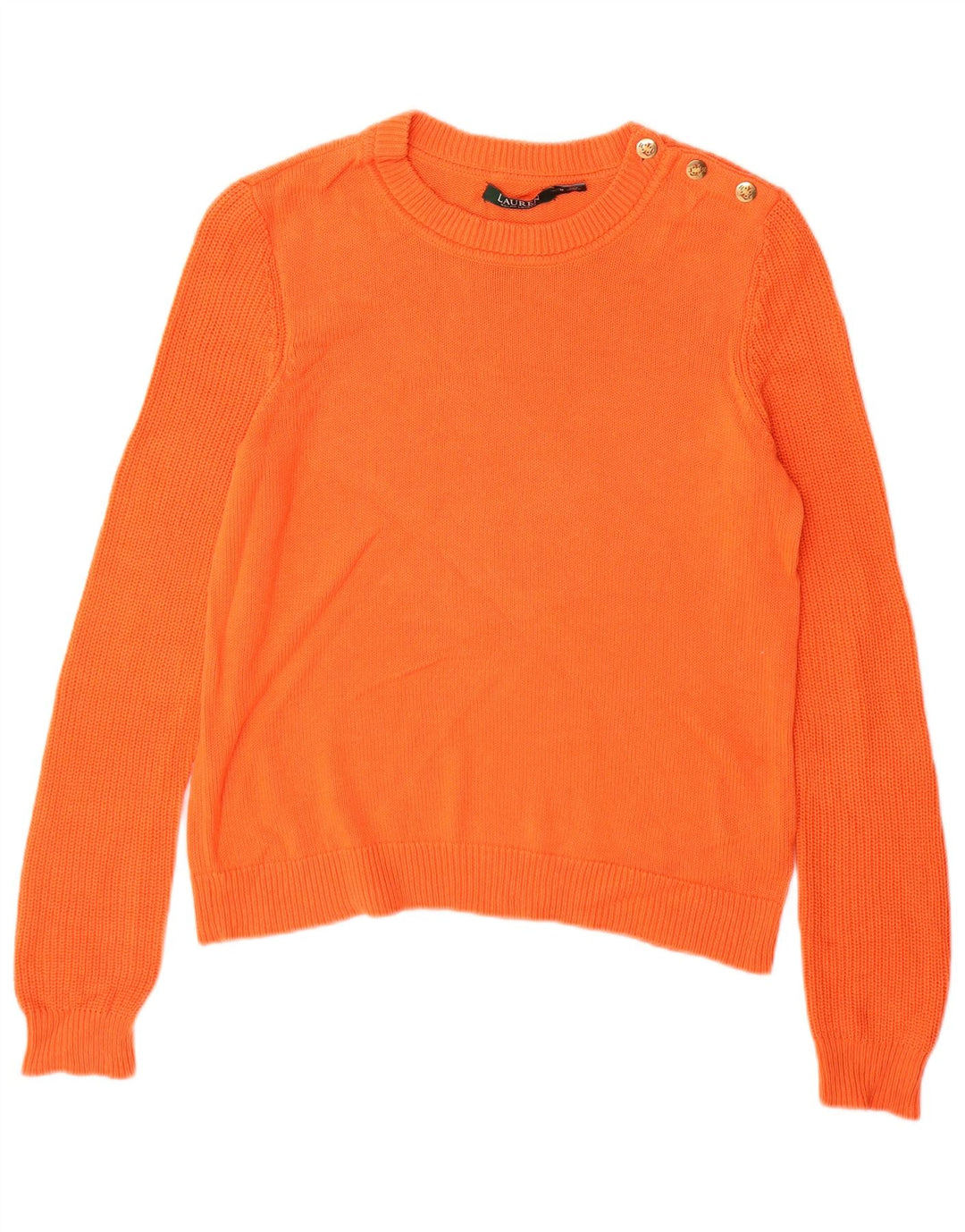 Ralph Lauren Womens Crew Neck Jumper Sweater UK 14 Medium Orange Cotton