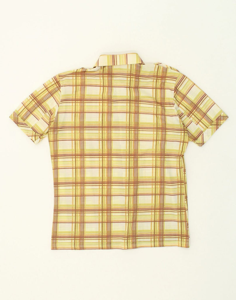 VINTAGE Mens Short Sleeve Shirt Medium Yellow Check Cotton | Vintage Vintage | Thrift | Second-Hand Vintage | Used Clothing | Messina Hembry 