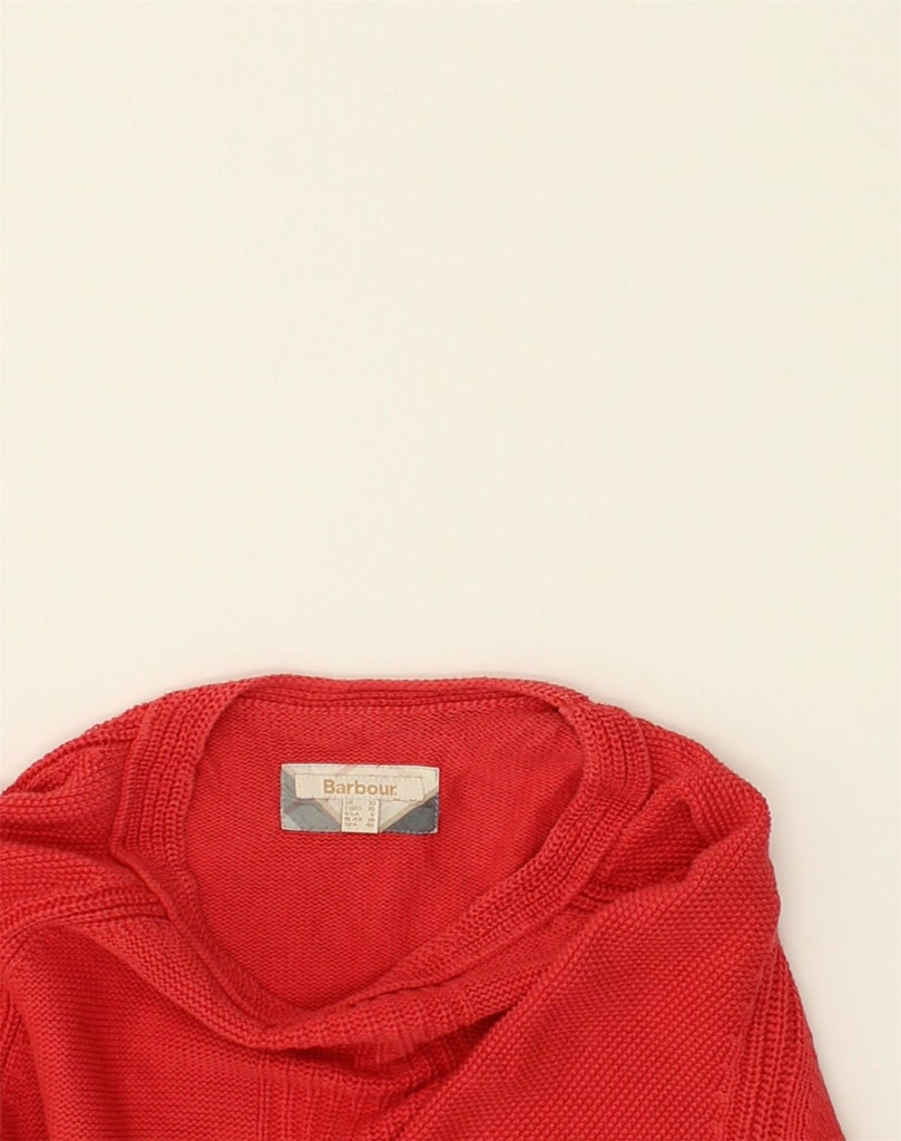 BARBOUR Womens Boat Neck Jumper Sweater UK 10 Small Red Cotton | Vintage Barbour | Thrift | Second-Hand Barbour | Used Clothing | Messina Hembry 