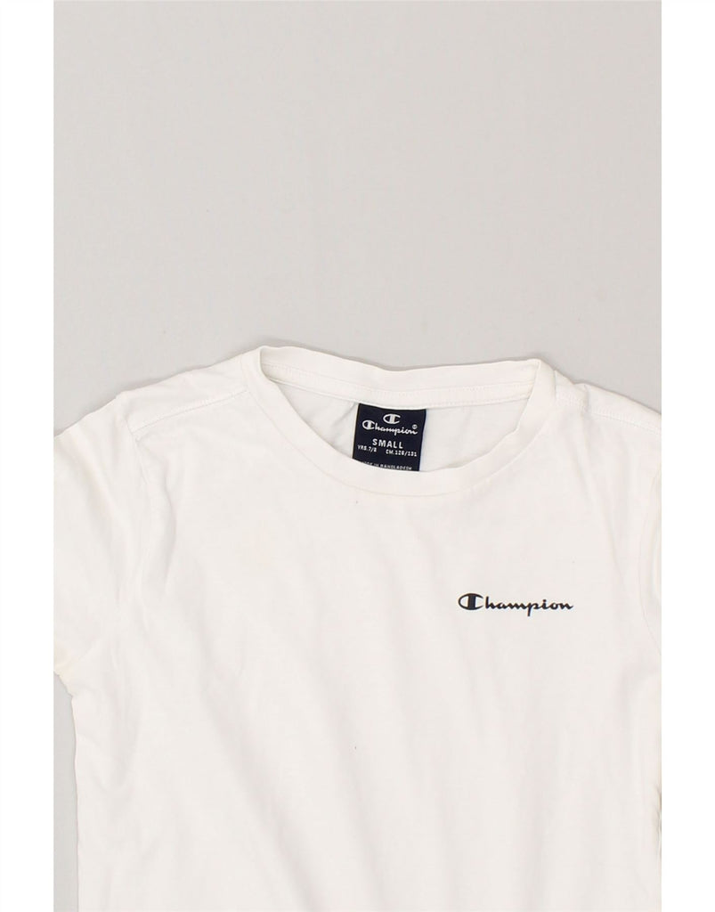 CHAMPION Boys T-Shirt Top 7-8 Years Small White Cotton | Vintage Champion | Thrift | Second-Hand Champion | Used Clothing | Messina Hembry 