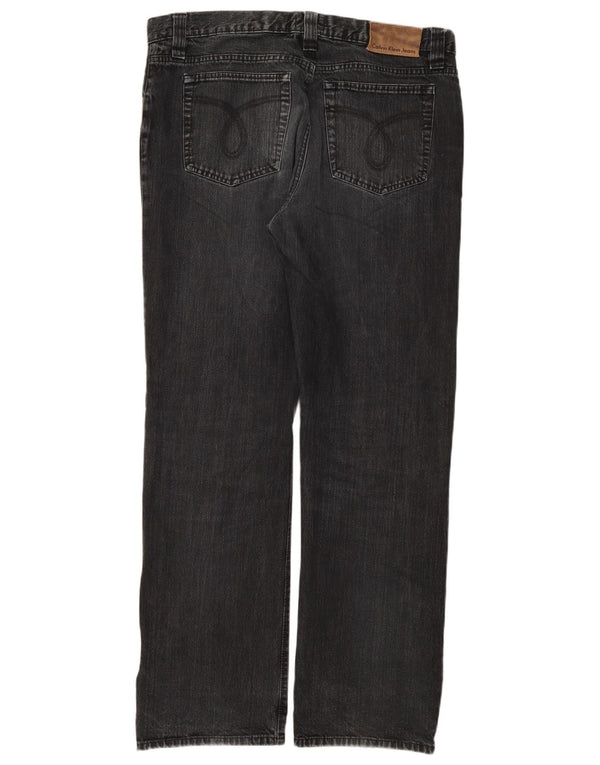 Calvin Klein Mens Straight Jeans W36 L32 Black Cotton