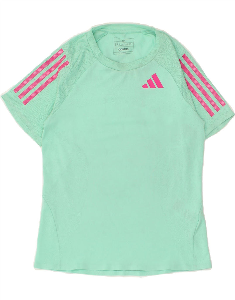 ADIDAS Womens Graphic T-Shirt Top UK 4/6 XS Green Polyester | Vintage Adidas | Thrift | Second-Hand Adidas | Used Clothing | Messina Hembry 