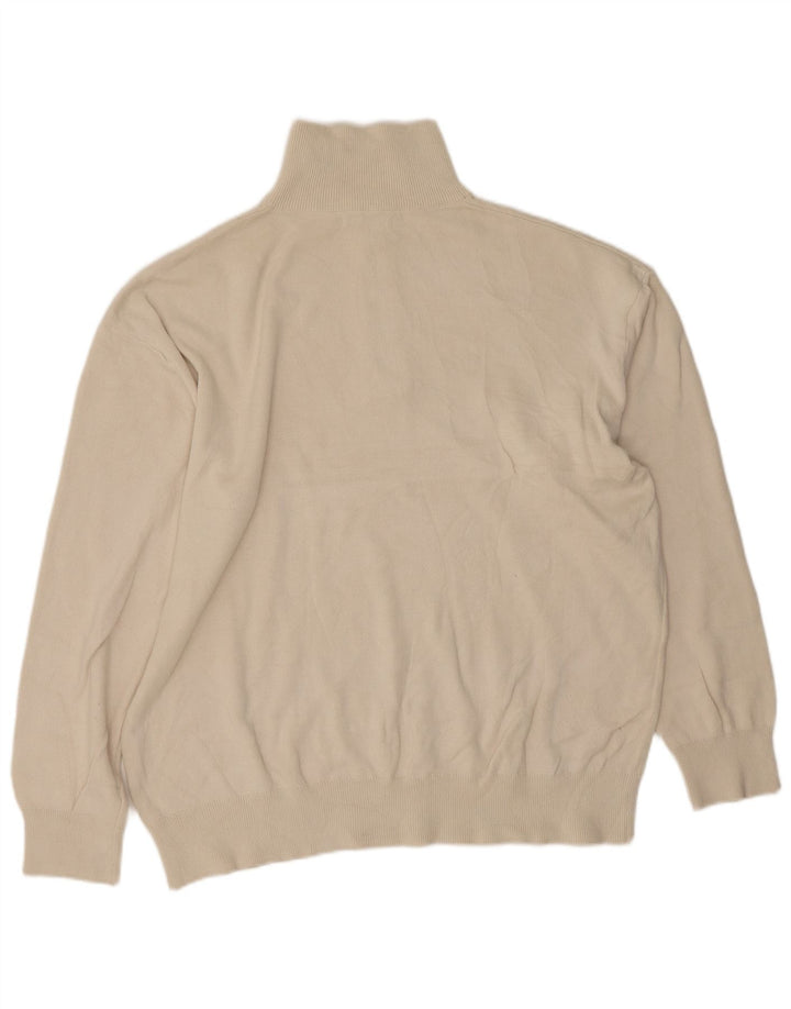 Zara Mens Zip Neck Jumper Sweater XL Beige Cotton