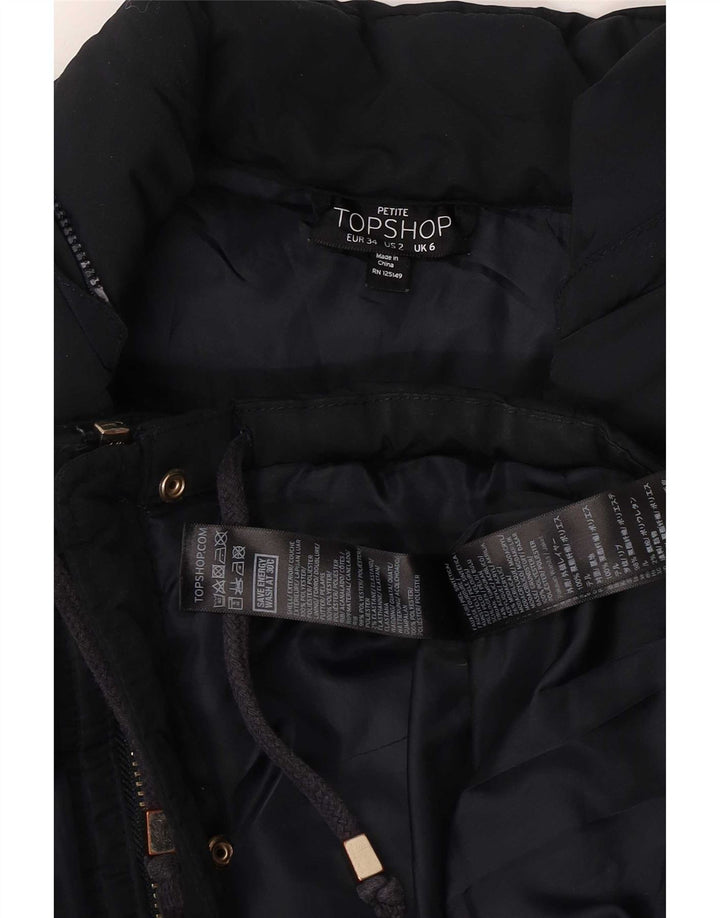 Topshop Womens Padded Jacket UK 6 XS Navy Blue Polyester