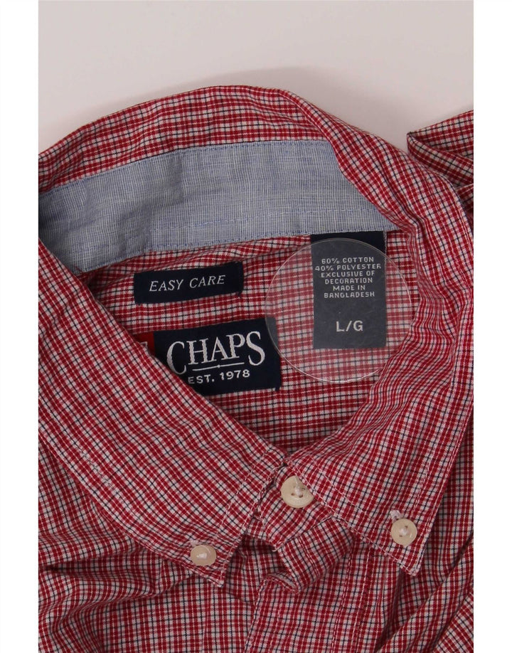 Chaps Mens Short Sleeve Shirt Large Red Gingham Cotton