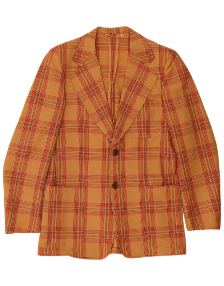 Quantas Mens 2 Button Blazer Jacket IT 50 Large Brown Check Wool