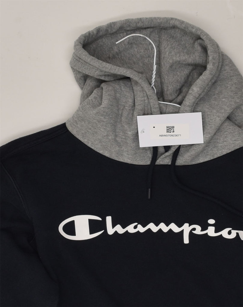 CHAMPION Mens Graphic Hoodie Jumper Small Black Cotton | Vintage Champion | Thrift | Second-Hand Champion | Used Clothing | Messina Hembry 