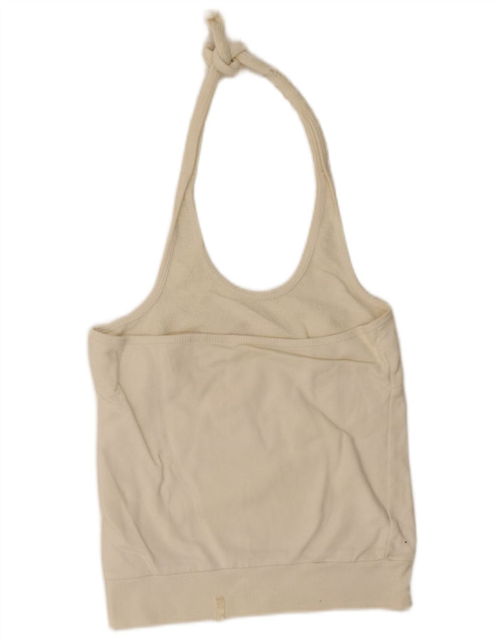 Puma Womens Graphic Crop Halter Top UK 16 Large Off White