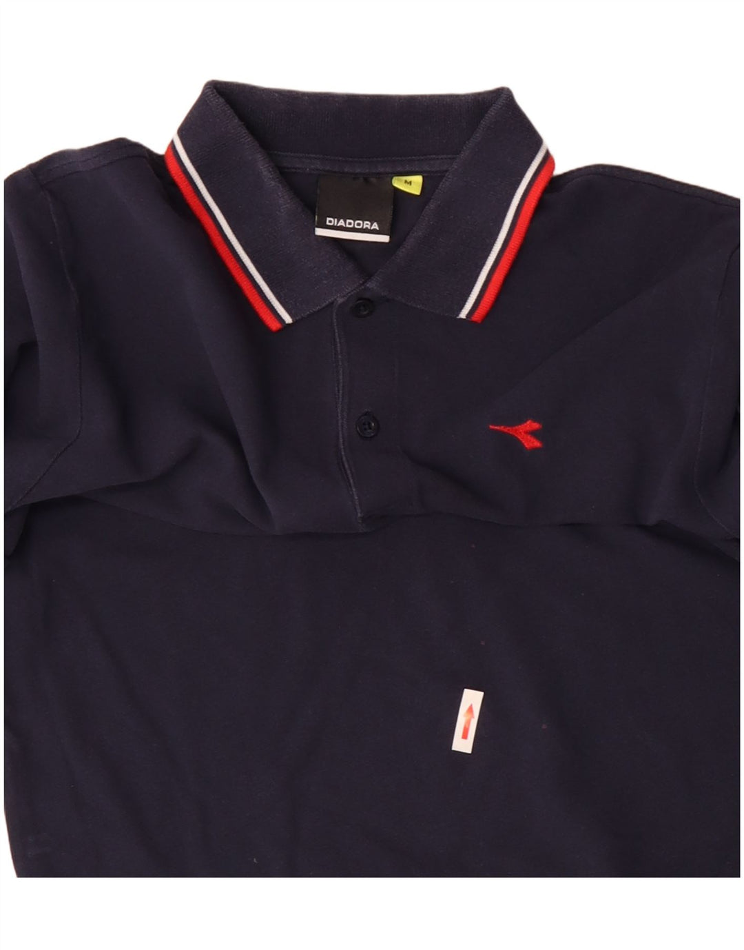 Diadora Mens Long Sleeve Polo Shirt Medium Navy Blue Cotton