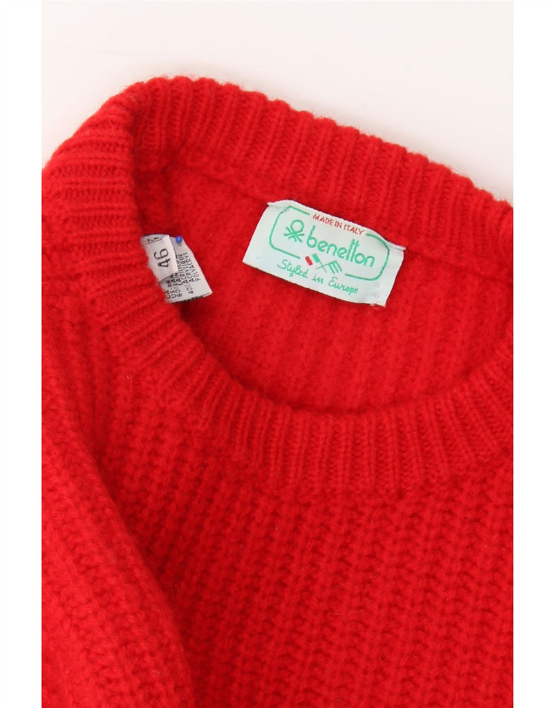 BENETTON Womens Crop Crew Neck Jumper Sweater IT 46 Large Red Wool Vintage Benetton and Second-Hand Benetton from Messina Hembry 