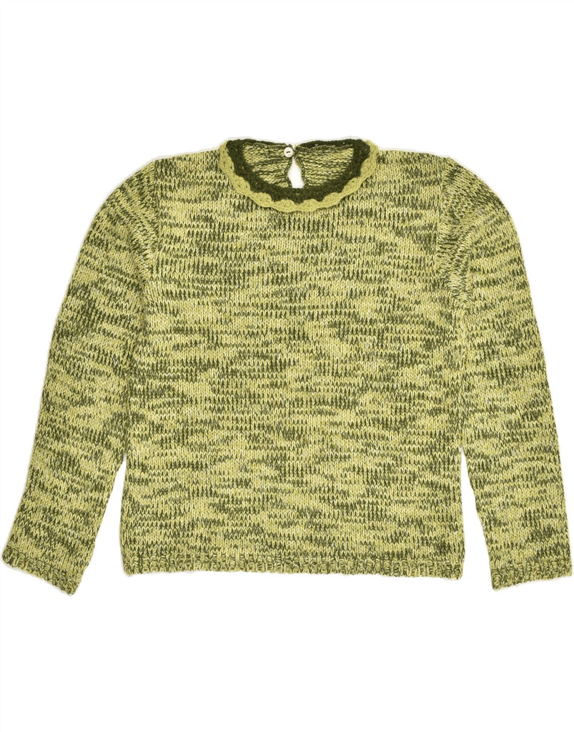 VINTAGE Womens Crew Neck Jumper Sweater UK 14 Medium Green Flecked Wool | Vintage Vintage | Thrift | Second-Hand Vintage | Used Clothing | Messina Hembry 