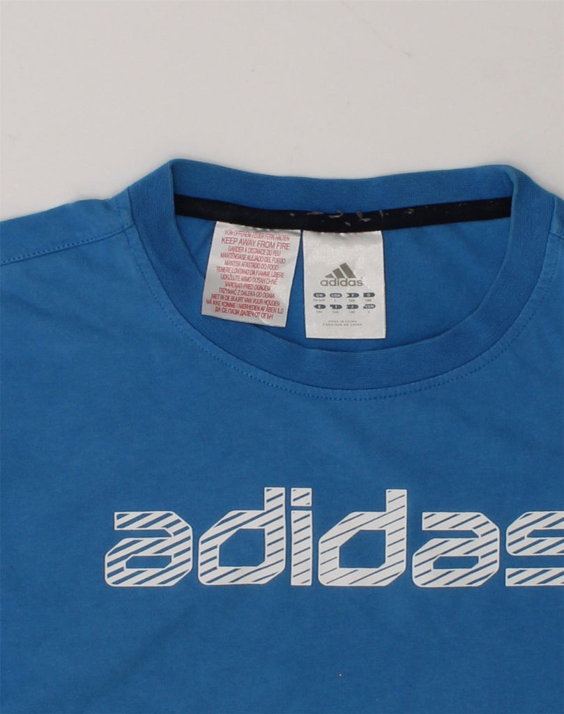 ADIDAS Boys Graphic T-Shirt Top 13-14 Years Blue Cotton | Vintage Adidas | Thrift | Second-Hand Adidas | Used Clothing | Messina Hembry 