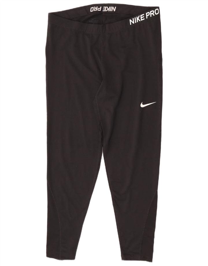 Nike Womens Dri Fit Graphic Leggings UK 20 2XL  Black
