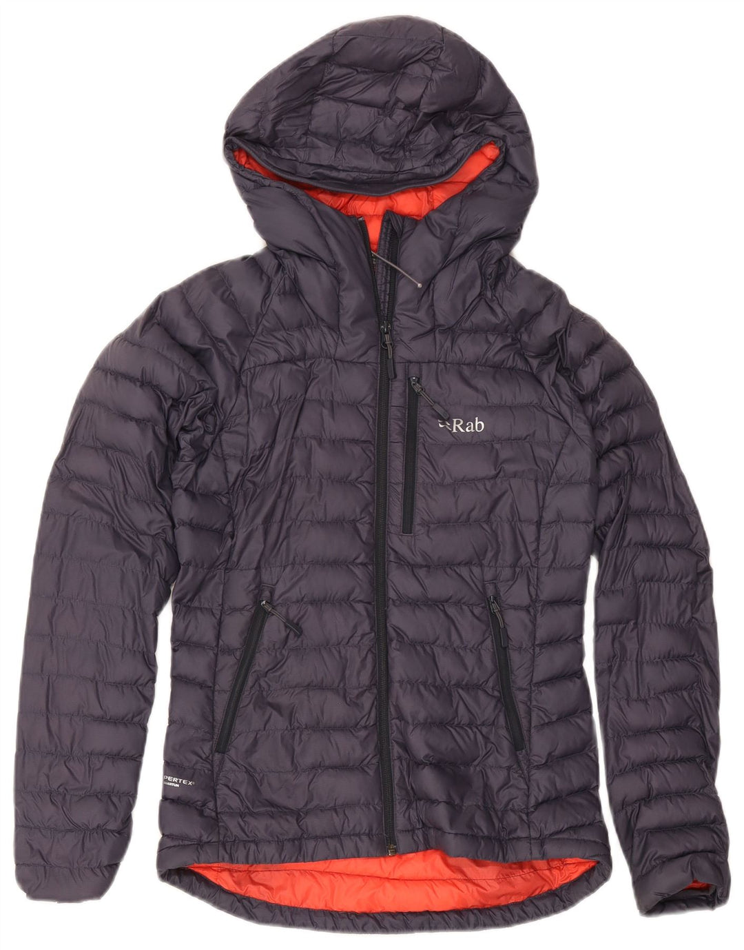 Rab Womens Hooded Padded Jacket UK 8 Small Navy Blue Polyamide